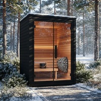 Sauna Eléctrica Tradicional para Exteriores con Panel de Control Computarizado y Vapor, Casa de Jardín de Madera Sólida