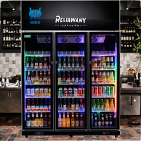 Réfrigérateur vertical commercial pour boissons, refroidissement mécanique par air, vitrine réfrigérée pour boissons avec étagères réglables