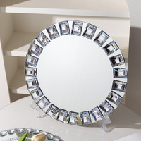 Assiettes de présentation en verre perlé de 13 pouces, finition miroir, design épuré, pour mariage, vente en gros