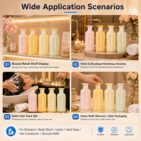 Bouteille pompe PET couleur macaron 300ml 500ml, contenant vide rechargeable pour shampoing, gel douche, lotion, emballage cosmétique, logo personnalisé
