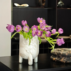SAIDKOCC D19xH26cm Jarrón de Mármol Natural de Lujo de Gran Calibre con Tres Patas para Decoración Navideña del Hogar, Logotipo Personalizado SK-A-1 - Product Image 1