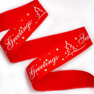 Pita Grosgrain Mewah Berkualitas Tinggi untuk Natal, Lebar 4cm (1,5 Inci), Satin dengan Cetakan Foil Emas dan Perak - Product Image 3