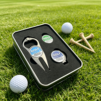Ensemble cadeau de golf tout en métal, outils professionnels de réparation de divots de golf, marqueur de balle de golf poli de qualité usine