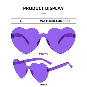 Gafas de Sol de Moda Y2K 2024, Color Caramelo, con Forma de Corazón, Protección UV400, Logotipo Personalizado, Gafas de Fiesta Retro, Venta al por Mayor - Product Image 2
