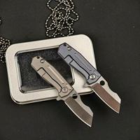 Couteau pliant miniature en acier D2 de qualité supérieure, manche en alliage de titane, roulement à billes, couteau de poche, outil de survie pour le camping