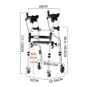 Déambulateur en alliage d'aluminium avec accoudoirs et roues pour la réadaptation des personnes handicapées YC830 - Product Image 2