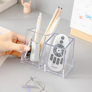Porte-stylo en acrylique transparent, organisateur de bureau de forme carrée pour le rangement de la papeterie, design simple - Product Image 1