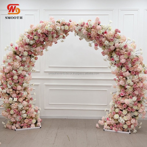 Arche de fleurs artificielles rose à une seule face, très vendue, 8 pieds, support d'arche de fleurs pour la décoration de mariage - Product Image 1
