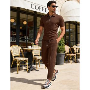 Ensemble de survêtement pour homme, manches courtes, décontracté, respirant, tenue d'été, deux pièces, sweat-shirt et pantalon de jogging - Product Image 2