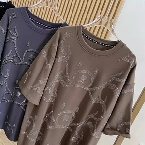 <span class=keywords><strong>T</strong></span>-<span class=keywords><strong>shirt</strong></span> Oversize da <span class=keywords><strong>Donna</strong></span> in Cotone Taglie Forti, Design Primavera/Estate con Strass e Motivo Orsetto, Vestibilità Rilassata, Manica Corta - Product Image 4
