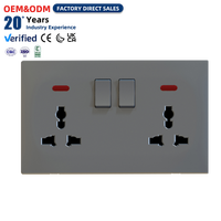 Prise murale électrique multifonction double OEM à 3 broches avec interrupteur et indicateur néon