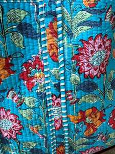 Bolsa de Mano Ecológica Acolchada de Algodón con Estampado de Bloques, Estilo de Vida Sostenible, para Compras, Viajes, Bolso de Hombro - Product Image 4