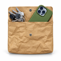 Pochette à pression en papier kraft lavable, sac de rangement portable pour clés, téléphone, cosmétiques, accessoires, essentiels de voyage