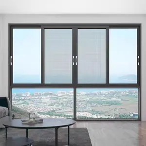 Diseño de ventanas Cocina Fácil de instalar Aleación de aluminio Ventana deslizante de vidrio Ventana horizontal deslizante interior de alta calidad para el hogar