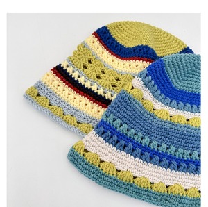 Splicing Color Handmade Knitted <strong>Bucket</strong> Flower <strong>Pattern</strong> Knitted <strong>Hats</strong> <strong>Crochet</strong> <strong>Bucket</strong> Caps for Women - Product Image 5