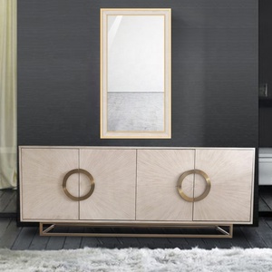 Dining Room Buffet Furniture High <strong>Gloss</strong> Customized <strong>White</strong> Cabinet <strong>Sideboard</strong> with Gold Stainless Steel Base - Product Image 2