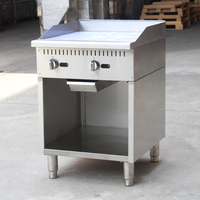 Plancha de Gas de Acero Inoxidable de 2 Quemadores para Hostelería, con Doble Combustible (GLP y Gas Natural) y Gabinete de Almacenamiento, para Cocinar Filetes y Panqueques