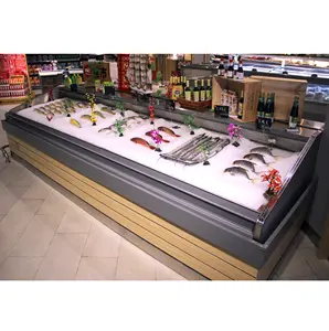 A distanza di Ghiaccio deck Frigorifero per il Supermercato Carne Display Chiller remoto Self Service Contatore Refrigeratore Per I pesci