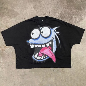 Personnalisé décontracté graphique sérigraphie t-shirt unisexe goutte épaule t-shirt col montant 100% coton surdimensionné recadrée t-shirt hommes - Product Image 6