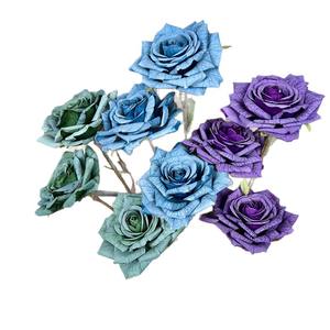 Decoración Floral para Sala de Estar, Flor Artificial de 3 Cabezas con Diseño K-Print, Rosa <span class=keywords><strong>Manta</strong></span> Impresa Moldeada por Inyección - Product Image 5