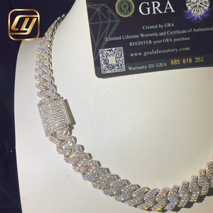 GRA Certificated Cuban Link <b>Chain</b> Hip Hop 12MM <b>Iced</b> <b>Out</b> VVS Moissanite Diamond 925 Sterling Silver Fine Jewelry Necklace - Product Image 6