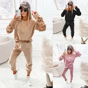 Conjunto de pijama de dos piezas para mujer, ropa de dormir coreana con sublimación, lisa, para salón, informal, de manga larga, para invierno