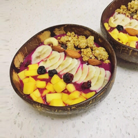Vente en gros 100% tasses à café de crème glacée à salade sculptée écologique naturelle de bol en coquille de noix de coco avec support tasse en noix de coco