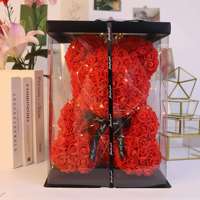 Ours en fleurs artificielles en mousse PE blanche de 25 cm, vente en gros d'usine, pour mariages et Saint-Valentin