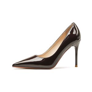 Zapatos de tacón de aguja con punta en pico para mujer 9888T, de charol, para oficina, tacón súper alto de 8 cm, sin cordones, color liso - Product Image 5