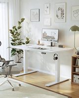 Bureau réglable en hauteur avec port de charge USB 120x60 cm, table électrique assise-debout, bureau d'ordinateur réglable, blanc