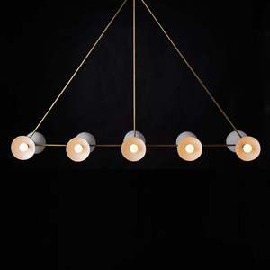 Lámpara colgante larga dorada E27 LED de altura ajustable para sala de estar, comedor, estudio - Product Image 3