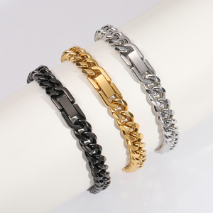Bracciale a Catena Curb Cuban Link in Acciaio Inossidabile dal Design Minimalista alla Moda, Gioielli da <span class=keywords><strong>Uomo</strong></span> Unisex da Polso, Idee Regalo - Product Image 2