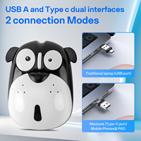 Souris sans fil optique mini 2,4 GHz à motif de dessin animé, double connectivité USB-A/Type-C, clic silencieux, rechargeable, 1200 DPI, multi-appareils, en stock
