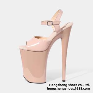 รองเท้าส้นสูงแบบรัดส้น 23 ซม. สไตล์ยุโรป-อเมริกัน เซ็กซี่ เหมาะสำหรับเต้นโพลแดนซ์ ทำจากหนัง PU กันน้ำ แบบแพลตฟอร์ม สำหรับฤดูร้อน - Product Image 3