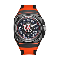Montre mécanique automatique carrée pour homme HANBORO, série œil du diable, grandes aiguilles, tendance de la mode, boîtier en céramique en fibre de carbone brasé