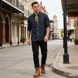 Chaqueta de Trabajo de Manga Larga para Hombre, 100% Algodón, Estilo Casual Otoñal, Inspirada en <span class=keywords><strong>Ami</strong></span>, con Bolsillos Irregulares - Product Image 5