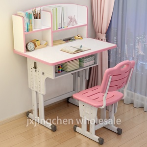 Venta al por mayor de madera niños mesa de estudio estudiante hogar escritorio silla conjunto de escritorio de la computadora con estantería y cajón - Product Image 6