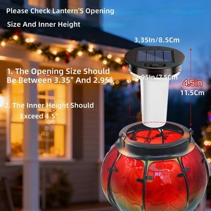 Farol de Globo Aerostático con Llama Solar Parpadeante, 335" de Alto, 287" de Ancho, Decoración de Jardín de Plástico <span class=keywords><strong>para</strong></span> Exteriores - Product Image 4