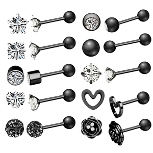 <span class=keywords><strong>Orecchini</strong></span> a Stella Quadrata con Zirconi, Anello per Piercing in <span class=keywords><strong>Acciaio</strong></span> <span class=keywords><strong>Chirurgico</strong></span> 316L, Gioielli per Cartilagine dell'Orecchio e Trago, Regalo per Matrimonio - Product Image 2
