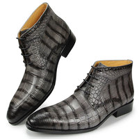 Bottines pour Homme Tendance en Cuir à Motif Crocodile Cheville Habillée Artisanales Sur Mesure Chaussures d'Affaires Populaires pour Costume Classiques à Lacets