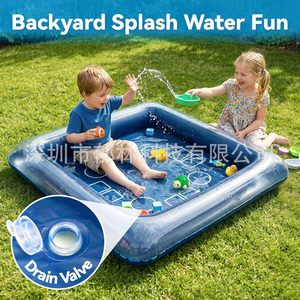 Tapis de jeu aquatique gonflable rectangulaire en PVC pour enfants, 137-168 pouces x 121-152 pouces - Product Image 4