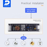Alimentation électrique à découpage variable DUSKTEC Slim 6250 mA 6,25 ampères 150 watts, tension constante AC 170-260 V DC 24 Vdc pour caméra LED CCTV