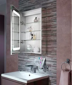 Cermin gaya minimalis desain modern lemari kamar mandi kaca rias dengan cermin kabinet kamar mandi led