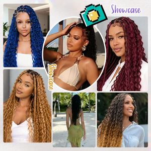 Bohemian <b>Braiding</b> Bundles Set with Pre Stretch Synthetic Hair <b>Extension</b> & Deep Wave Bundles Synthetic Yaki Hair Bulks - Product Image 6