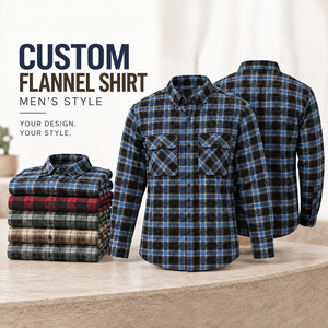 Camisa de Franela Personalizada para Hombre, Camisa a Cuadros de Algodón de Manga Larga, Logotipo Personalizado, Camisa Casual de Trabajo, Ropa de Exterior de Alta Calidad - Product Image 1