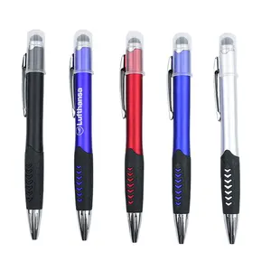 BECOL vente en gros 3 en 1 stylo boîte à lumière LED haut de gamme stylo à bille d'écriture en plastique multicolore avec stylet pour bureau