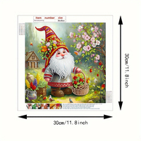 Kit de Peinture Diamant 5D Gnome de Jardin Printanier 30x30cm, Broderie Partielle en Strass, Art Diamant DIY, Décoration Maison, Cadeau