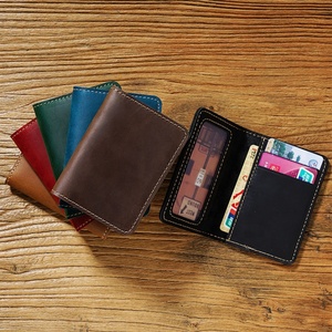 Custom Men's Crazy Horse Leather Hand Sewing Leather ID Card Holder Driver License Cover Wallet - Product Image 6