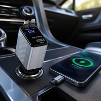 Chargeur de voiture GaN 120W, chargeur allume-cigare rétractable, 3 ports de charge rapide, affichage numérique pour véhicule