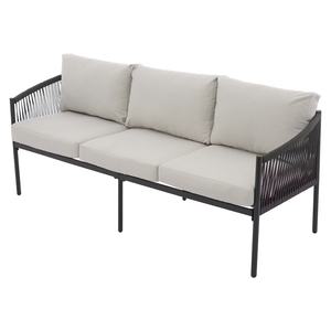 जेयूनियन हाथ से बुने रस्सी उद्यान फर्नीचर आधुनिक आउटडोर फर्नीचर धातु फ्रेम लाउंज पैटिओ ग्लास टॉप कॉफी टेबल सेट के साथ सेट - Product Image 3